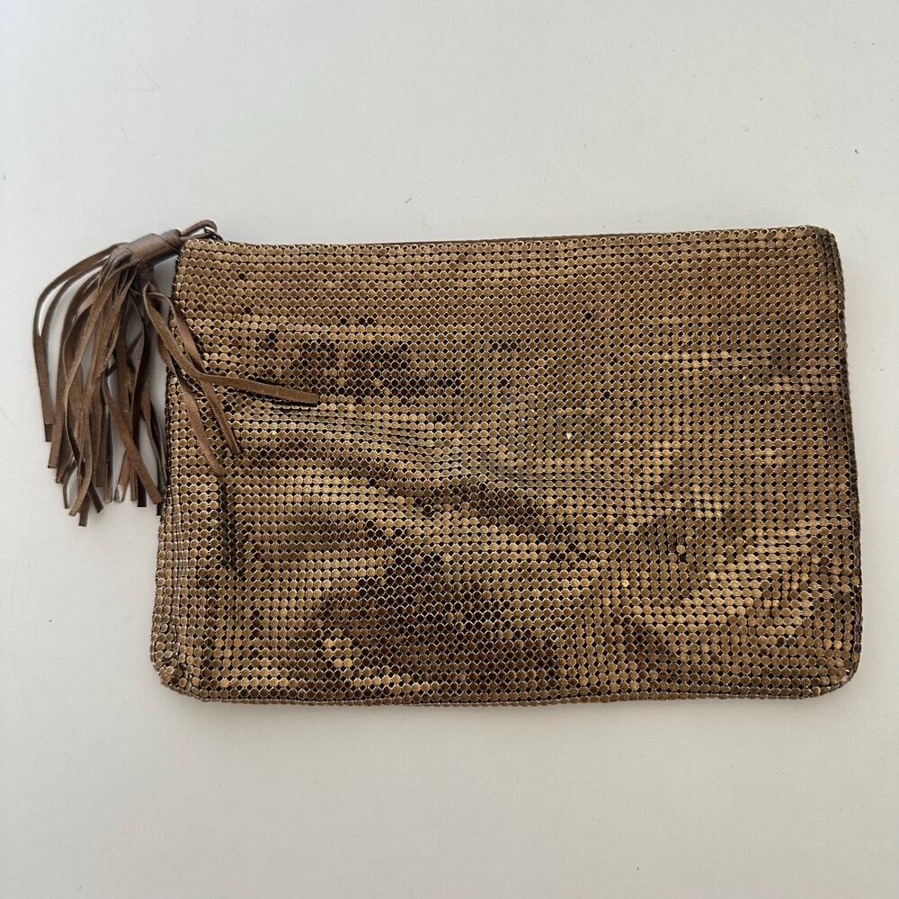 Whiting & Davis Vintage Bronze Mesh Small Chainmail Clutch Bag Regency Glam Y2K